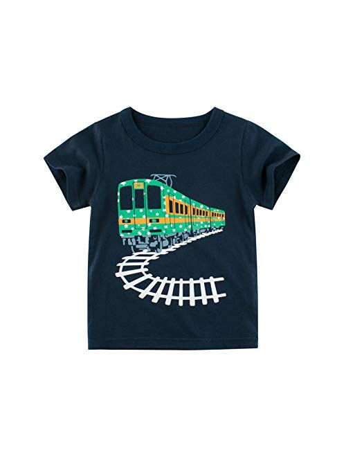 Waghao Boys Toddler Short Sleeve Tee T Shirt Tops Tees Shirts Graphic Cotton Casual Crewneck T-Shirts