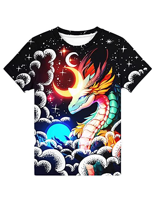 Hgvoetty Boys Girls Shirt Graphic T-Shirt for Kids 3D Short Sleeve Colorful Tops Tees 6-16 Years