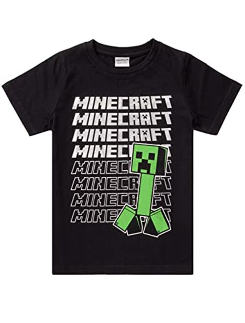 Minecraft T Shirt Boys Creeper Short Sleeve Black Game Top