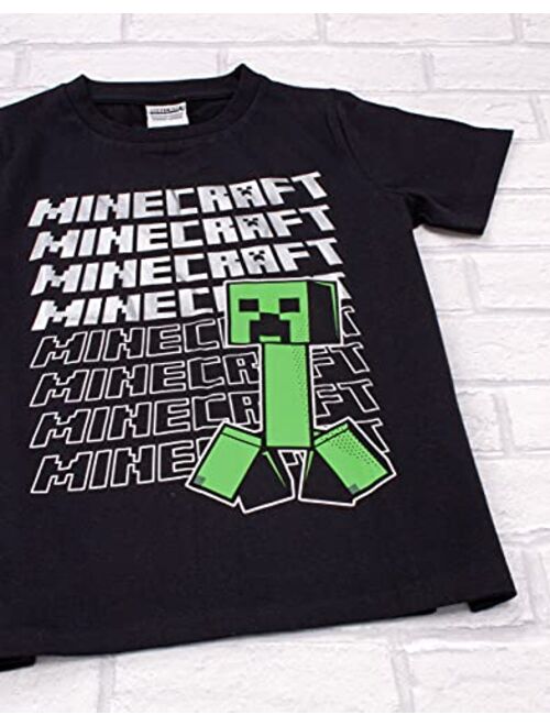 Minecraft T Shirt Boys Creeper Short Sleeve Black Game Top