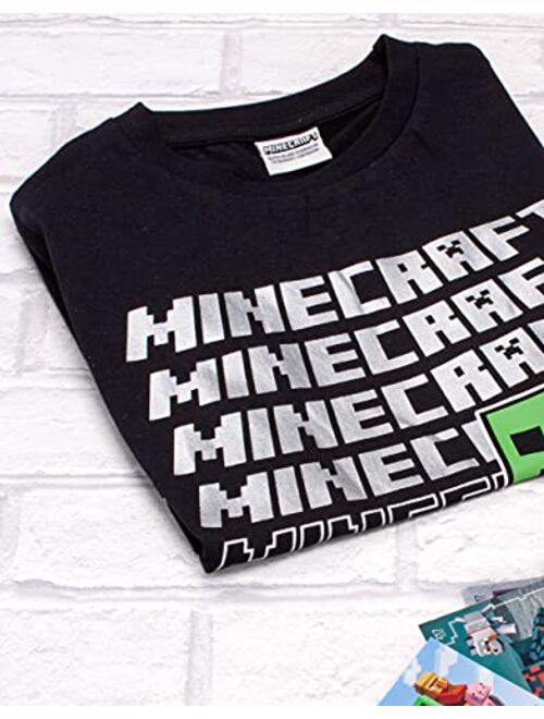 Minecraft T Shirt Boys Creeper Short Sleeve Black Game Top