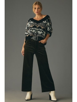 The Colette Cropped Wide-Leg Corduroy Pants by Maeve