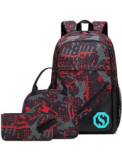 Btoop School Backpacks for Boys Girls Bookbag Teens Backpack Set Tote Shoulder Bag and Pencil Case