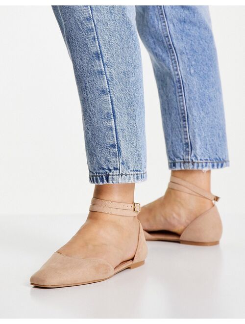 ASOS DESIGN Wide Fit Lift ballet flats in beige