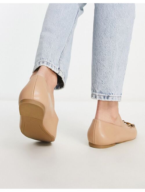 ASOS DESIGN Wide Fit Leighton square toe ballet flats in beige