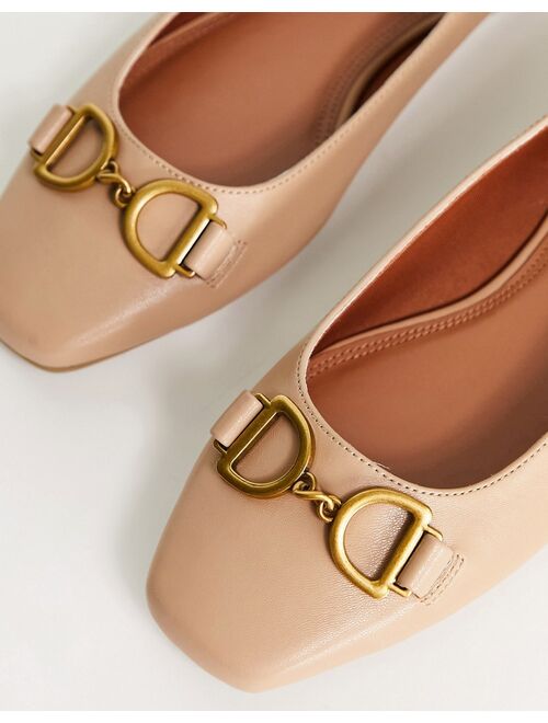 ASOS DESIGN Wide Fit Leighton square toe ballet flats in beige