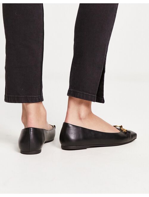 ASOS DESIGN Leighton square toe ballet flats in black