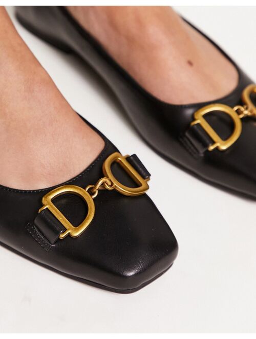 ASOS DESIGN Leighton square toe ballet flats in black