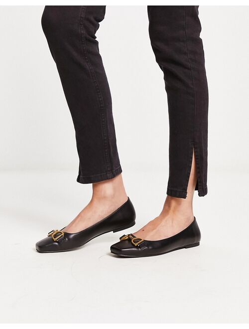 ASOS DESIGN Leighton square toe ballet flats in black