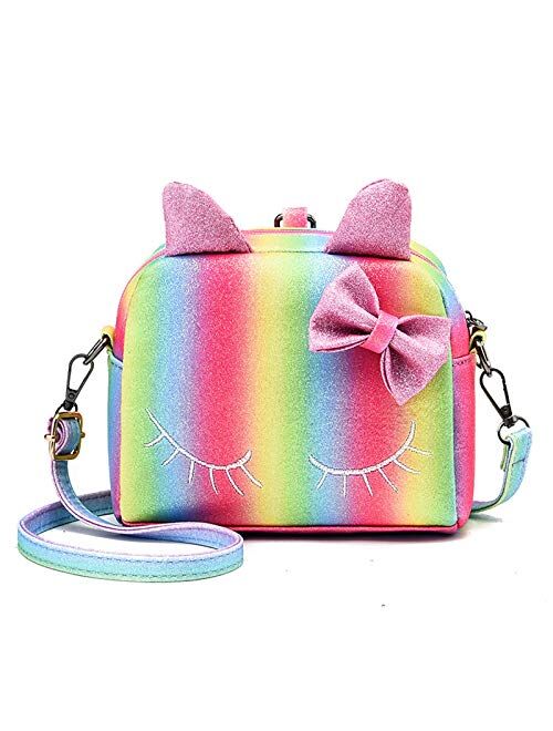 AIRUI Sparkly Kids Purse, Kids Wallet Girls Crossbody Purse for Little Girls Toddler Teen Girls Pink