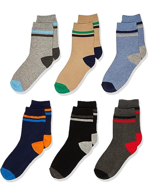 Jefferies Socks Big Boys' Stripe Crew Socks 6 Pack, Multi Size