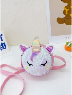 Shein Mini Unicorn Shaped Crossbody Bag With Glitter Decoration