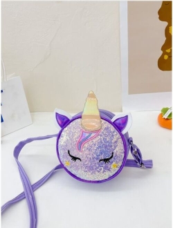 Shein Mini Unicorn Shaped Crossbody Bag With Glitter Decoration