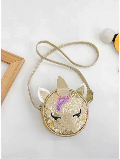 Shein Mini Unicorn Shaped Crossbody Bag With Glitter Decoration