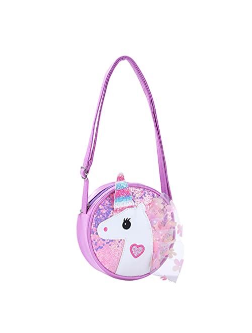 Newfancy Women Girls Kids Cute Unicorn Shining Bag Rainbow Crossbody Purse Small Coin Purse Wallet Bag