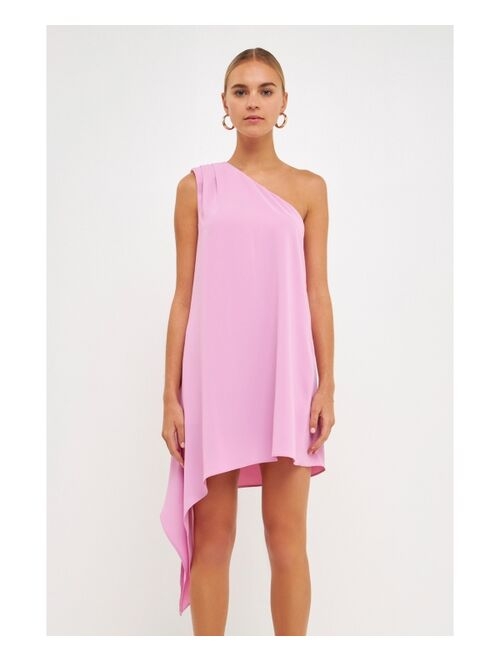 ENDLESS ROSE Women's Shoulder Pintucked Asymmetrical Mini Dress