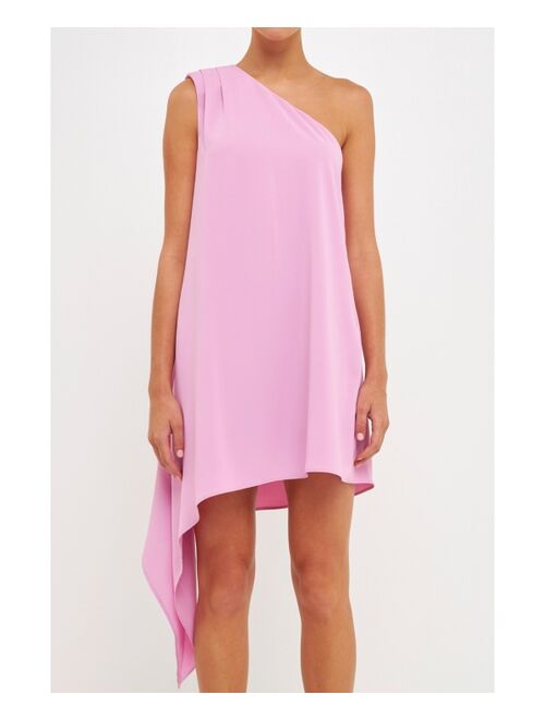 ENDLESS ROSE Women's Shoulder Pintucked Asymmetrical Mini Dress