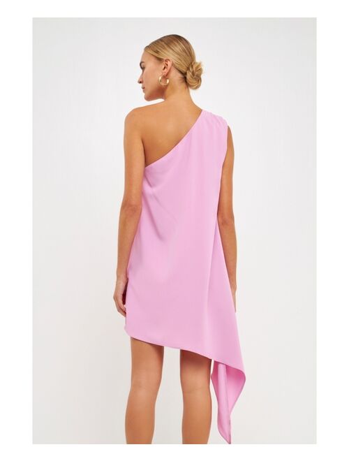 ENDLESS ROSE Women's Shoulder Pintucked Asymmetrical Mini Dress