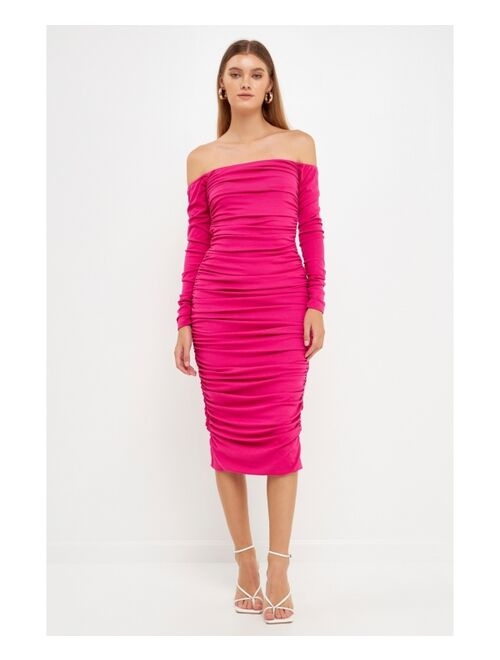 ENDLESS ROSE Women's Ruched Midi Dress