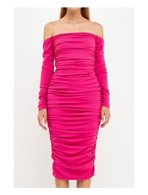 ENDLESS ROSE Women's Ruched Midi Dress