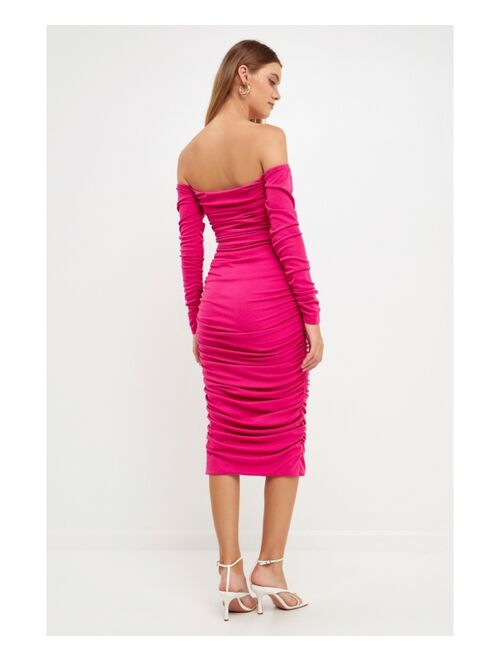 ENDLESS ROSE Women's Ruched Midi Dress