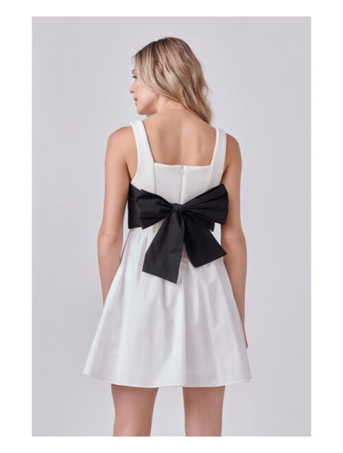 endless rose Women's Back Bow Contrast Dress