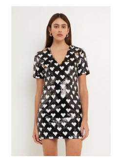 Women's Heart Shape Sequins Dress