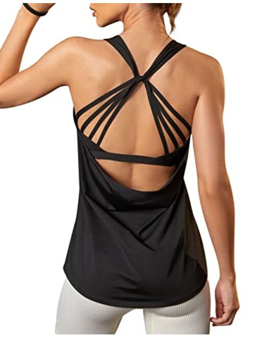 Buy BMJL Womens Workout Tank Tops Built in Bra Athletic Tops Sleeveless  Yoga Running Gym Shirts online