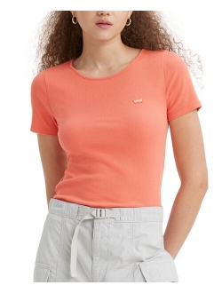 Women's Slim Fit Honey Ribbed Logo T-Shirt