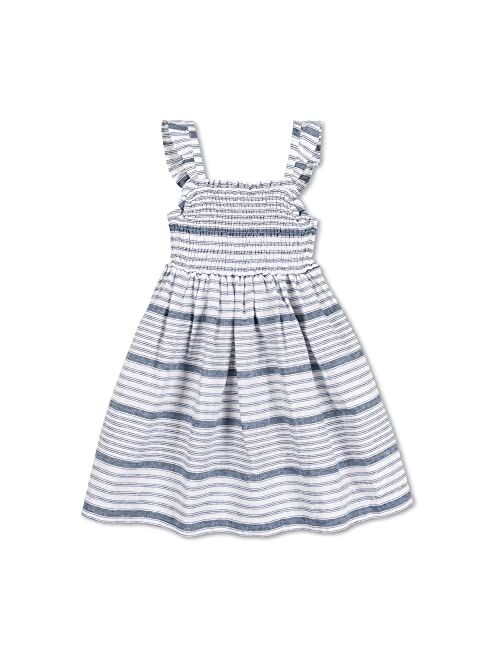 HOPE & HENRY Girls' Organic Cotton Flutter Sleeve Short Tiered Dress, Toddler