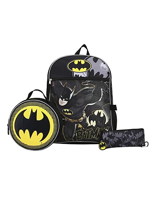 Bioworld DC Comic Book Batman Symbol 5-Piece Backpack Accessory Set for boys