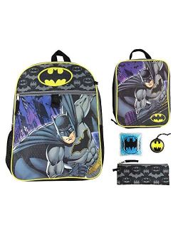 Batman 16" Backpack 5 PC Classic Comic Design Combo Set