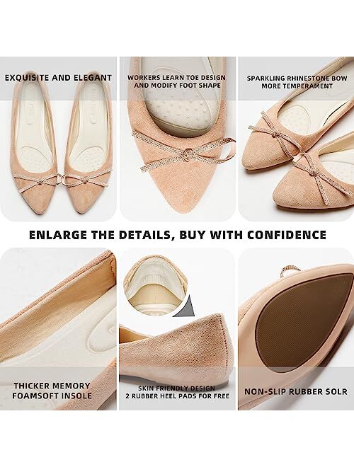 TOCAMIO Black Flat Shoes for Women's Black Pointed Toe Dress Shoes Comfortable Beige Slip on Shoes Casual Office Shoes