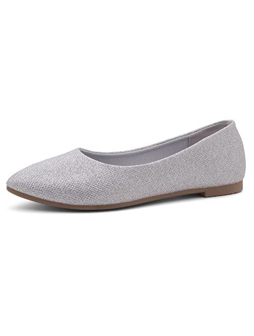 Shoe Land Womens SL-Kathleen Pointed Toe Ballet Casual Slip On Walking Flats Shoes