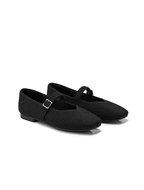 VIVAIA Margot Mary Jane Women Flat Shoes Slip on Square-Toe Washable Shoes Comfortable for Work with Arch Support