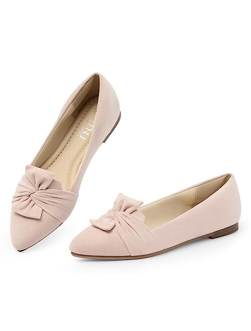 MUSSHOE Women's Flats Dressy Pointed Toe Comfortable Bowknot Ballet Flats Shoes