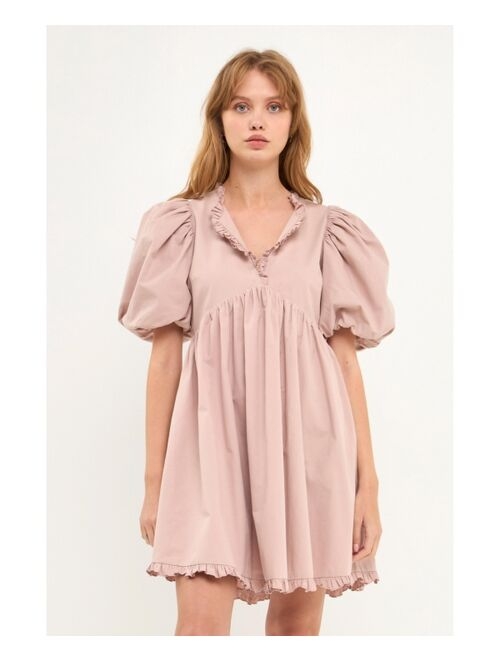 ENDLESS ROSE Women's Ruffle Detail Mini Dress