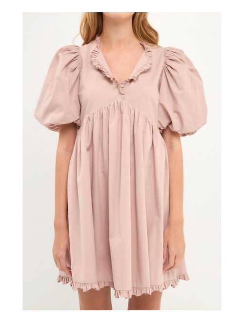 ENDLESS ROSE Women's Ruffle Detail Mini Dress