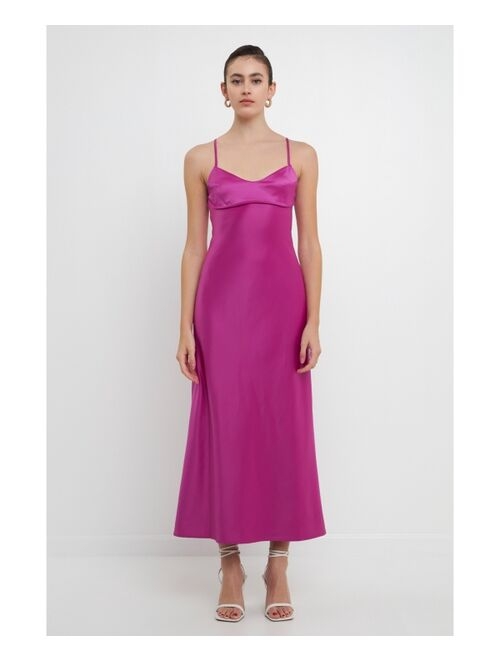 ENDLESS ROSE Women's Cut-out Detail Satin Maxi Dress