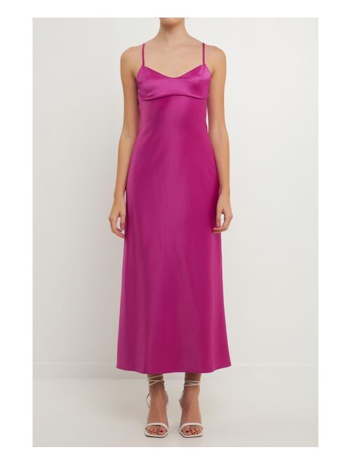 ENDLESS ROSE Women's Cut-out Detail Satin Maxi Dress