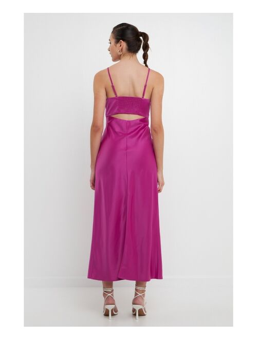 ENDLESS ROSE Women's Cut-out Detail Satin Maxi Dress