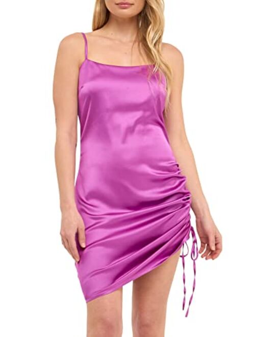 endless rose Women's Side Ruched Satin Dress