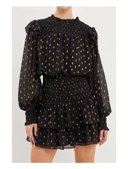 endless rose Women's Gold Dot Printed Mini Dress