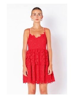 Women's Layered Skirt Crochet Mini Dress