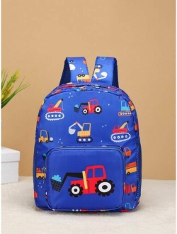 Shein Boys Cartoon Pattern Backpack With Adjustable-strap