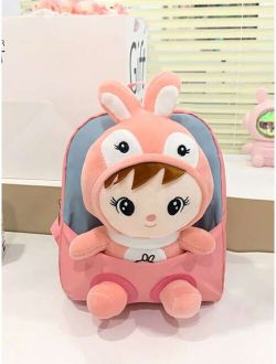 Shein 1pc Cartoon Doll Decor Zipper Closure Cute Backpack For Girl's Daily Use