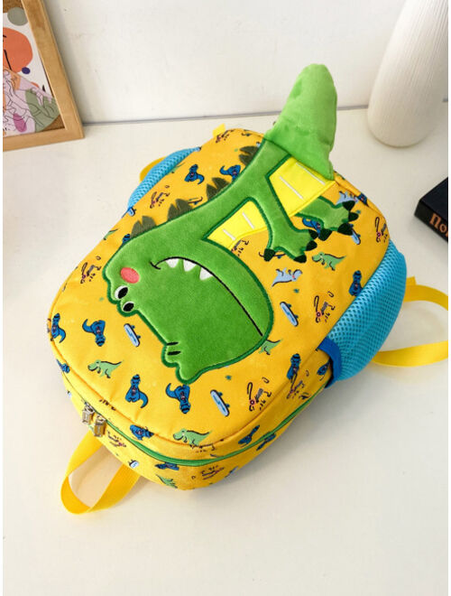 Shein Kid Cartoon Dinosaur Pattern Double-layer Mesh Pocket College Style Backpack, Daily & Travel Bag