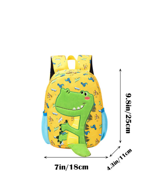 Shein Kid Cartoon Dinosaur Pattern Double-layer Mesh Pocket College Style Backpack, Daily & Travel Bag