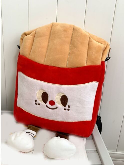 Shein Plush Cartoon French Fries Doll Zipper Closure Cute Backpack