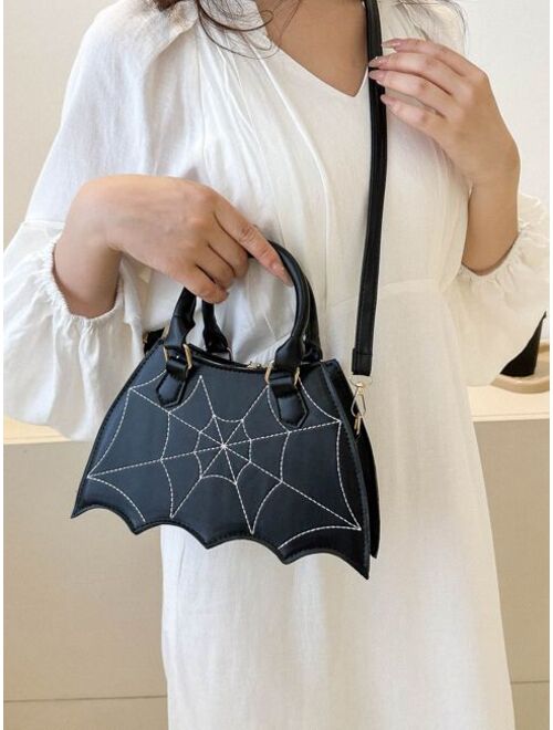 Shein 1pc Stylish Creative Joker Bat Shaped Women's Pu Leather Handbag Shoulder Bag Crossbody Bag